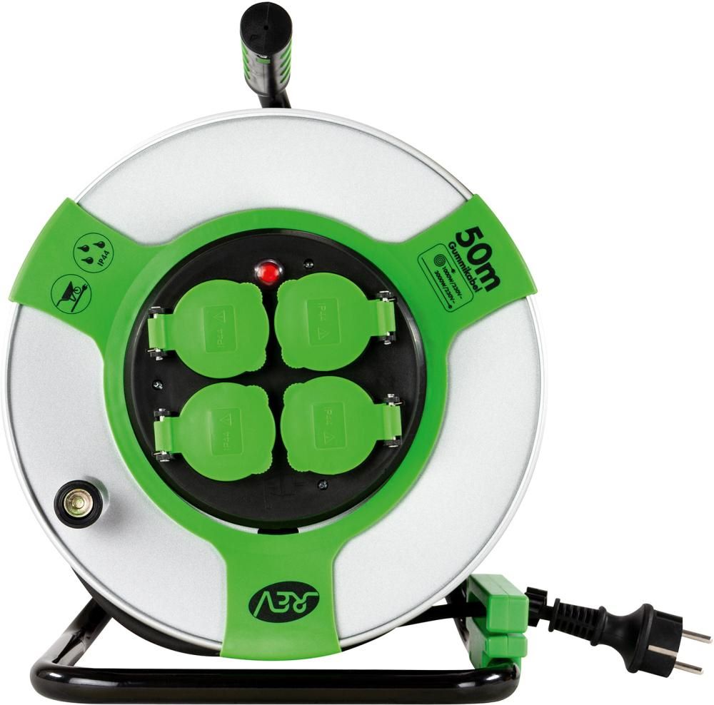 Produktbild REV Kabeltrommel 50 meter Stahl IP44 4-fach H05RR-F 3G1,5