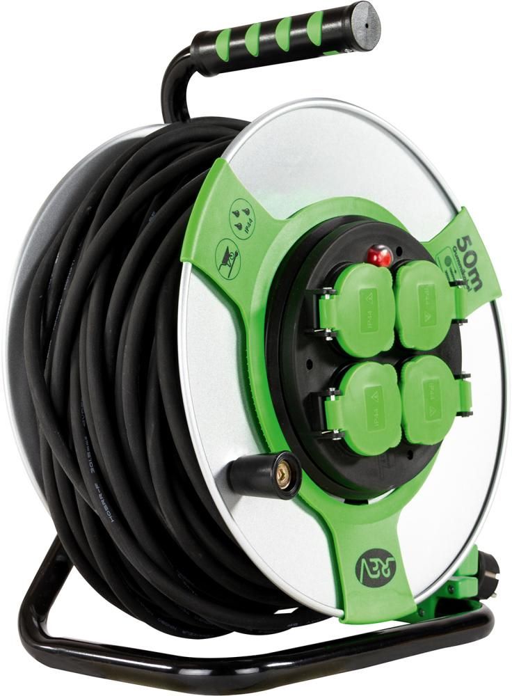 Produktbild REV Kabeltrommel 50 meter Stahl IP44 4-fach H05RR-F 3G1,5 bild 2