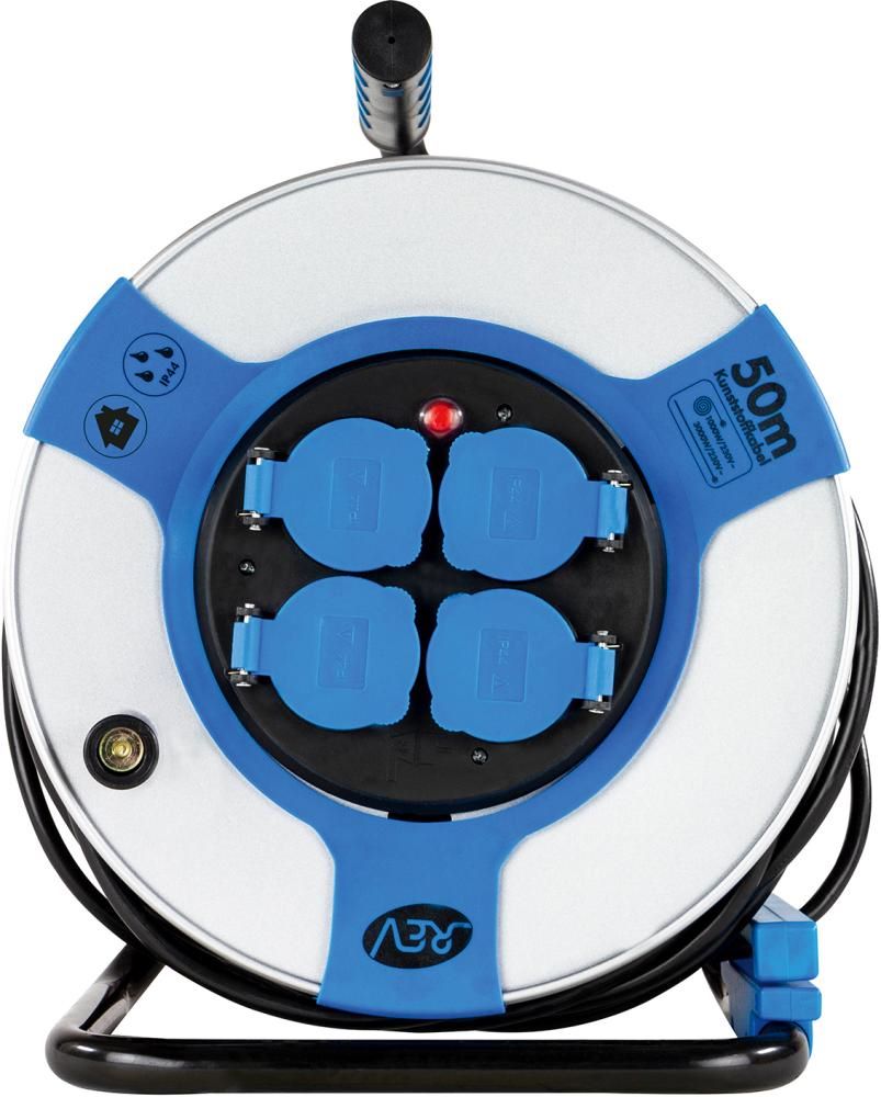 Produktbild REV Kabeltrommel 50 meter Stahl IP44 4-fach H05VV-F 3G1,5