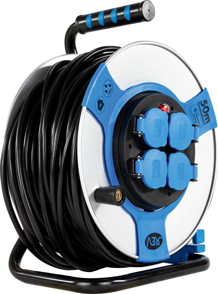 Produktbild REV Kabeltrommel 50 meter Stahl IP44 4-fach H05VV-F 3G1,5 bild 2