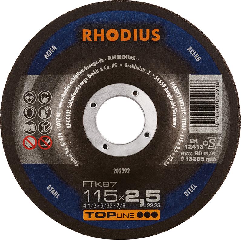 Produktbild RHODIUS Trennscheibe Stahl FTK67 115 x 2,5 mm gekröpft