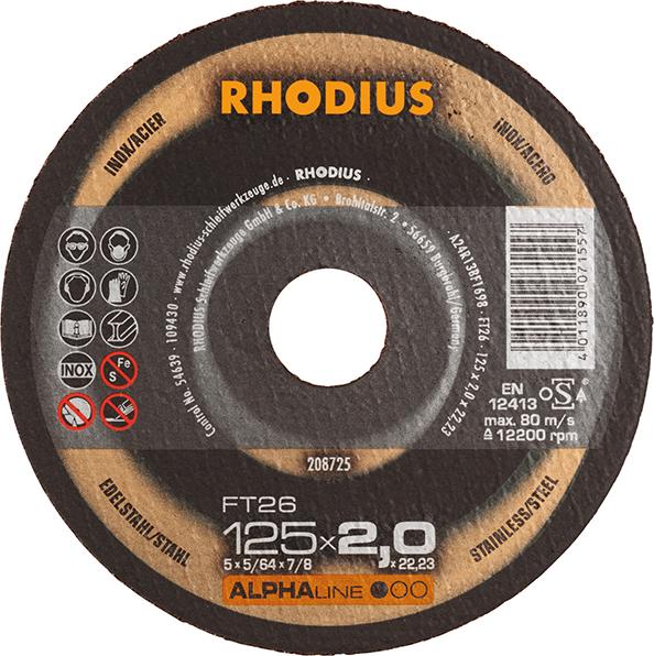 Produktbild RHODIUS Trennscheibe Edelstahl FT26 125 x 2,0 mm gerade