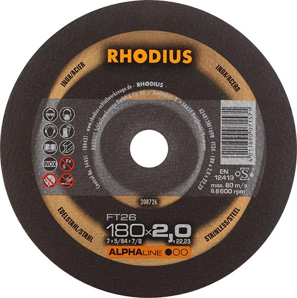 Produktbild RHODIUS Trennscheibe Edelstahl FT26 180 x 2,0 mm gerade