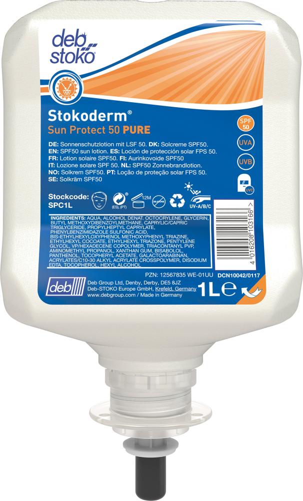 Produktbild SC Johnson Hautschutzcreme UV Stokoderm Sun Protect 50 Pure Kartusche mit 1 Liter