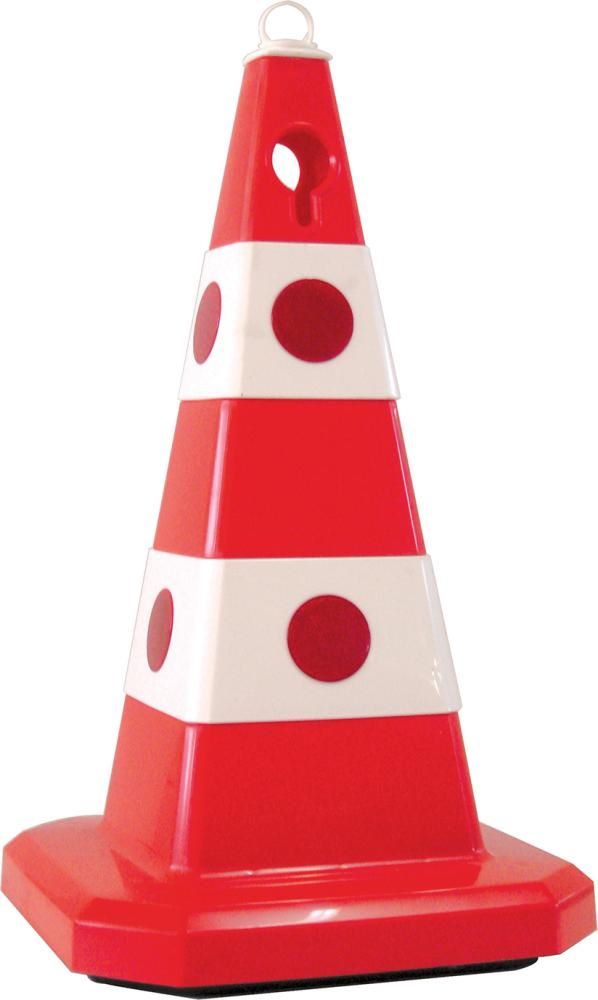 Produktbild Temka Leitkegel mit Öse rot weiß mit Reflexlinsen Höhe 613 mm