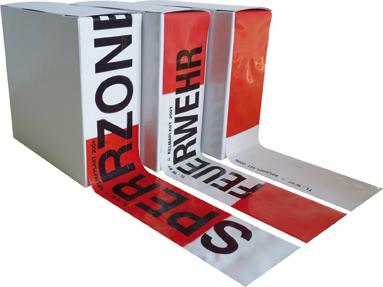 Produktbild Warnband Absperrband rot/weiss Nr. 11 auf Rolle 250 Meter