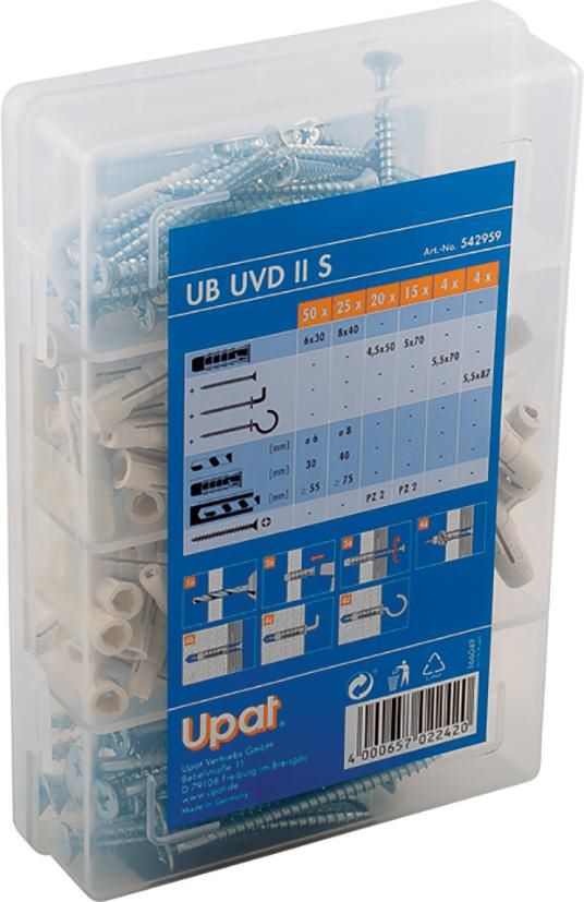 Produktbild Upat Box Universaldübel Senkkopfschrauben mit Haken 118 teilig bild 2