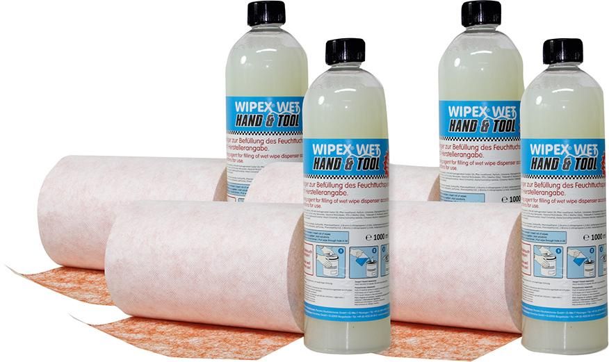 Produktbild Wipex Fliestuch Wet Nachfüllpack 2 Rollen und 4 Flaschen