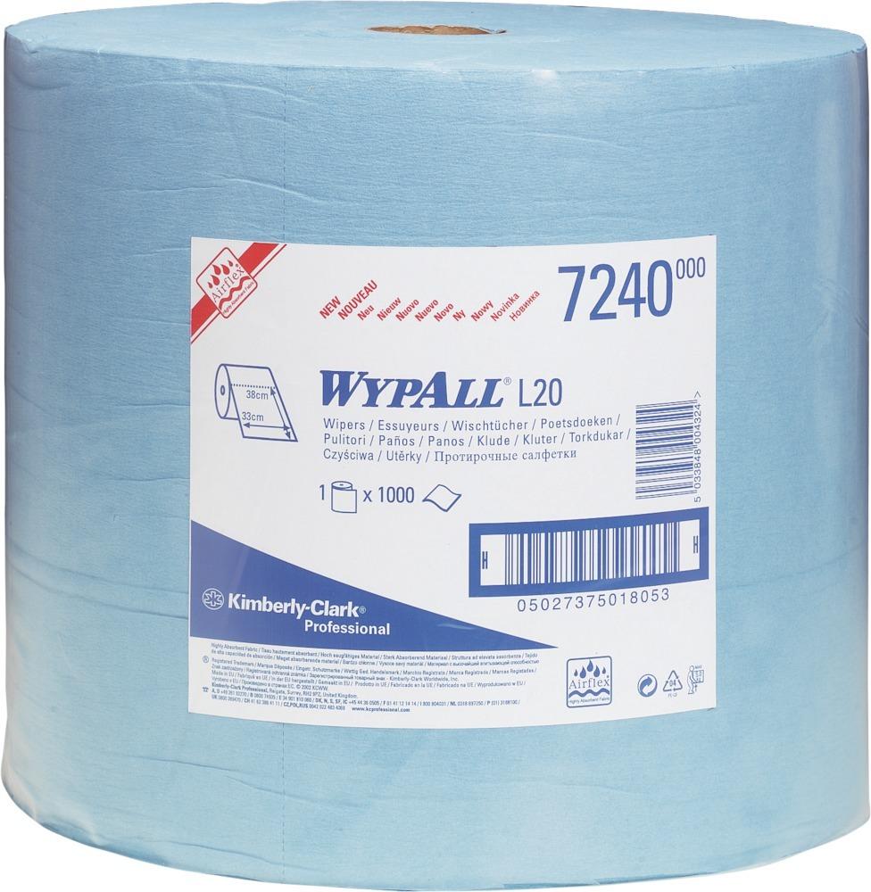 Produktbild Kimberly-Clark Wypall L20 Wischtücher 33 x 38 cm blau 1000 Blatt