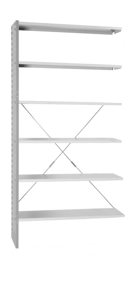 Produktbild Lüllmann Anbauregal Stecksystem 6 Fachböden 1980 x 1000 x 400 mm in lichtgrau