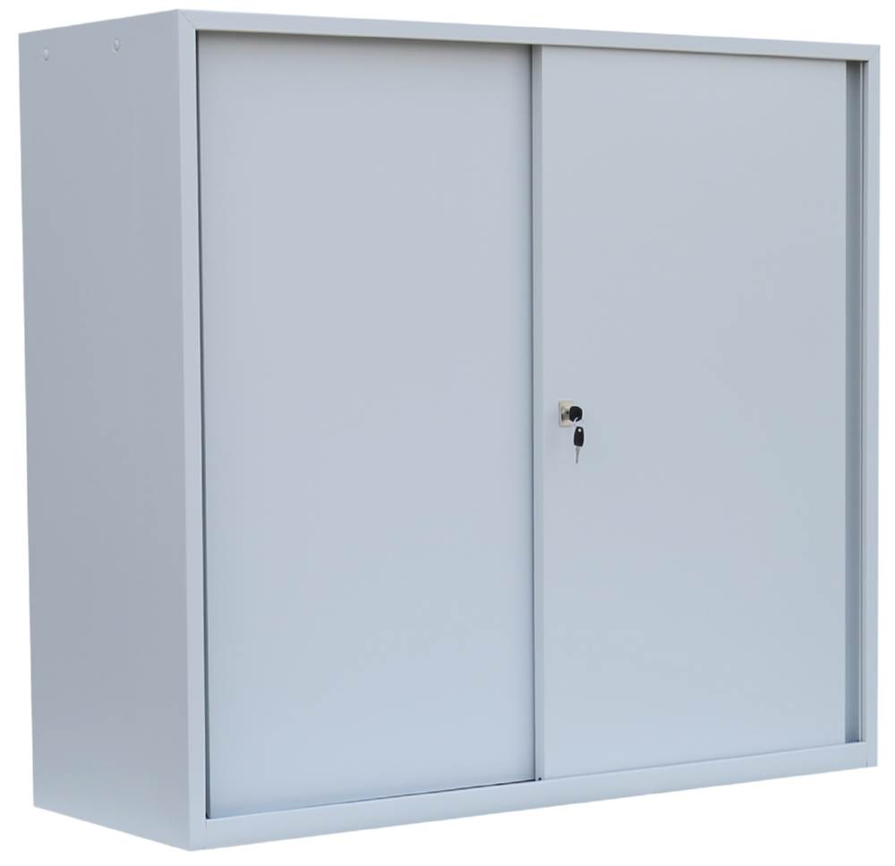 Produktbild Lüllmann BASIC Schiebetürenschrank mit 3 Fachböden 1090 x 1200 x 450 mm in lichtgrau