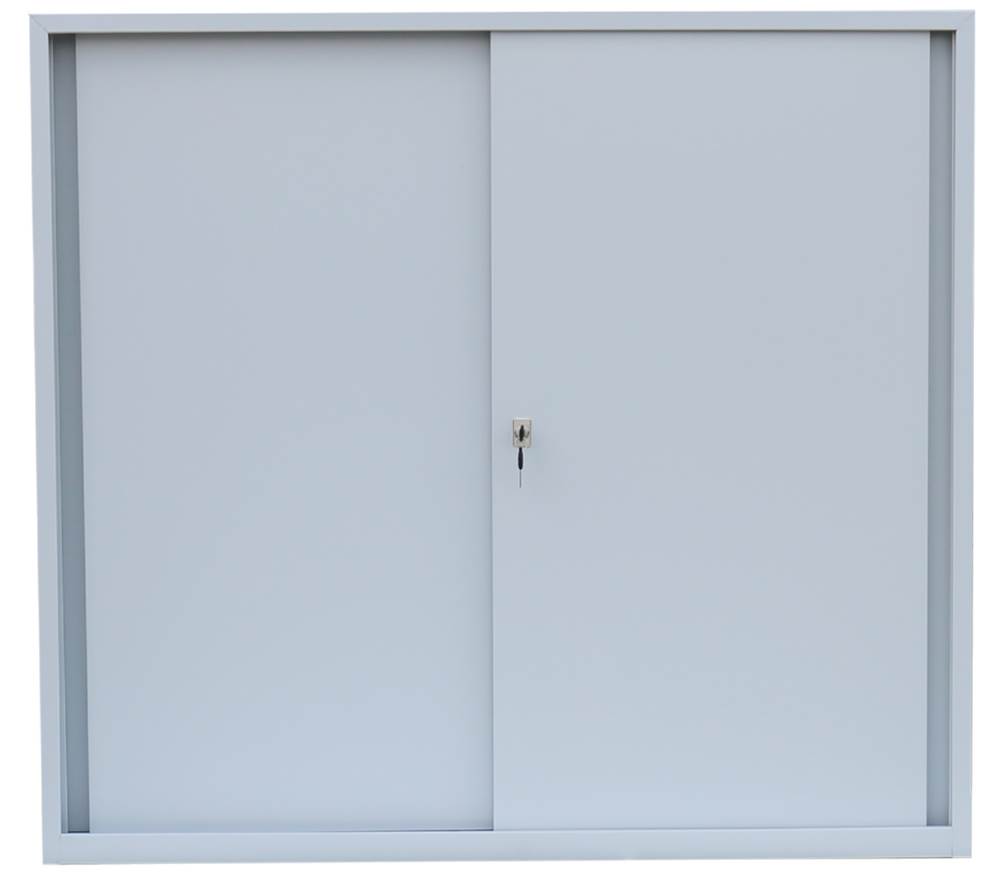 Produktbild Lüllmann BASIC Schiebetürenschrank mit 3 Fachböden 1090 x 1200 x 450 mm in lichtgrau bild 2