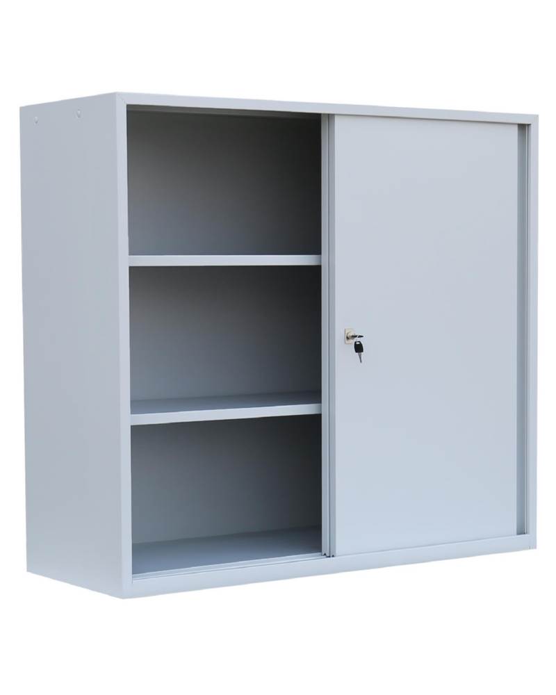 Produktbild Lüllmann BASIC Schiebetürenschrank mit 3 Fachböden 1090 x 1200 x 450 mm in lichtgrau bild 3