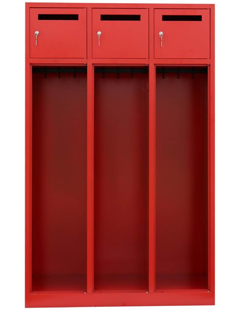 Produktbild Lüllmann Feuerwehrschrank 3 Abteile 1800 x 885 x 500 mm in feuerrot bild 2