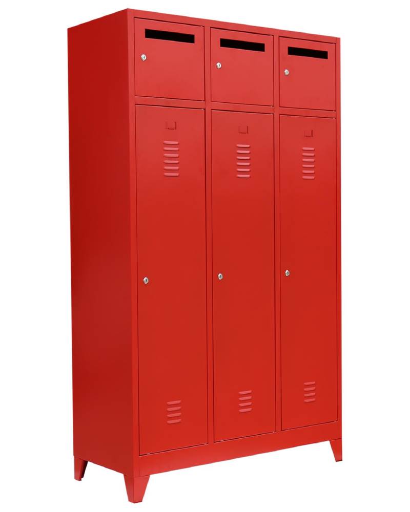Produktbild Lüllmann Feuerwehrschrank 3 Abteile 1800 x 885 x 500 mm in feuerrot bild 3