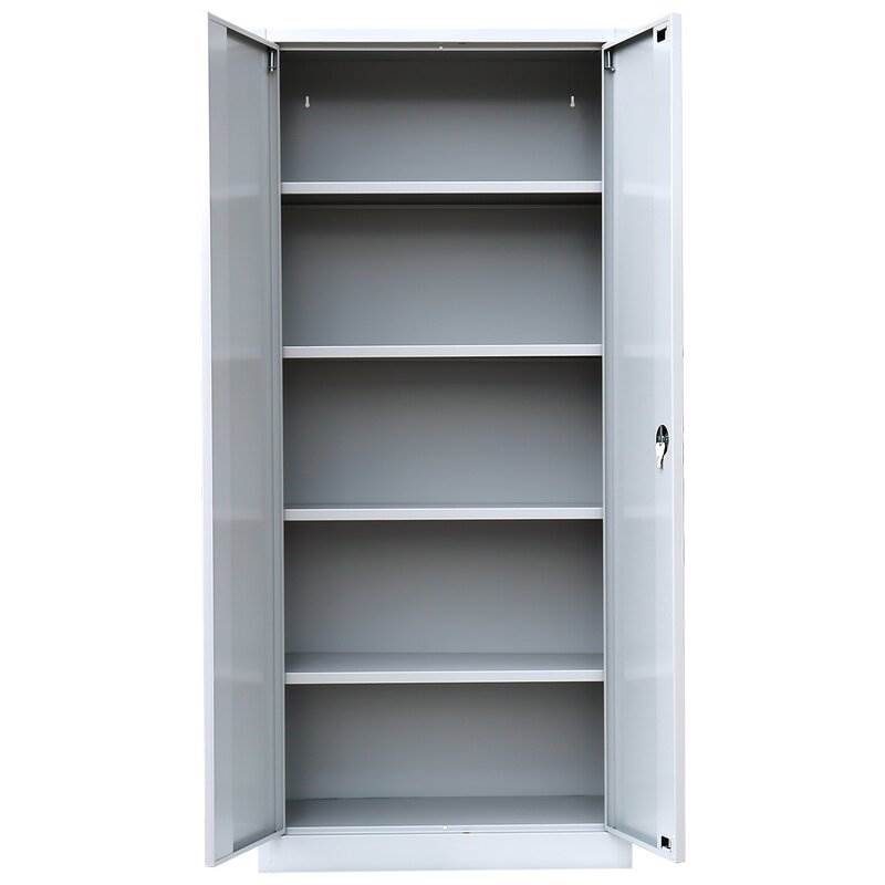 Produktbild Lüllmann Flügeltürenschrank mit 4 Fachböden 1800 x 800 x 383 mm in lichtgrau bild 3