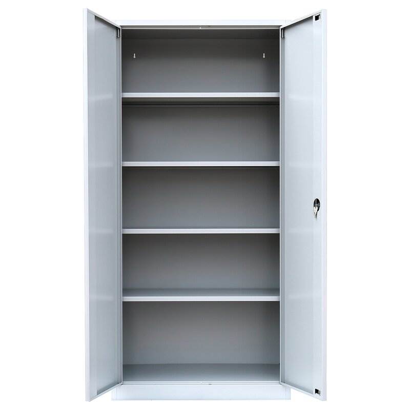 Produktbild Lüllmann Flügeltürenschrank mit 4 Fachböden 1950 x 925 x 422 mm in lichtgrau bild 3