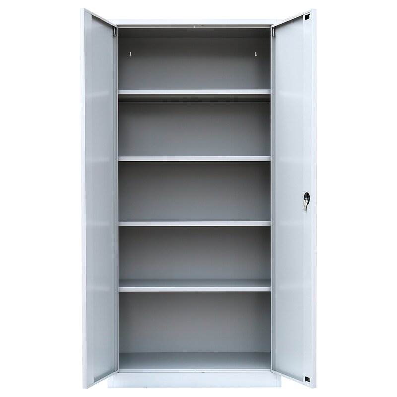 Produktbild Lüllmann Flügeltürenschrank mit 4 Fachböden 1950 x 925 x 500 mm in lichtgrau bild 3