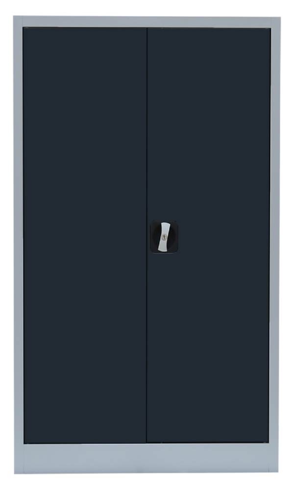 Produktbild Lüllmann Flügeltürenschrank mit 2 Fachböden 1200 x 800 x 383 mm lichtgrau mit anthrazit bild 2