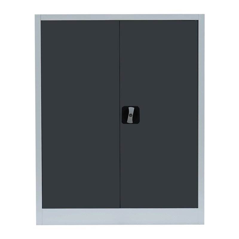 Produktbild Lüllmann Flügeltürenschrank mit 2 Fachböden 1000 x 800 x 383 mm lichtgrau mit anthrazit bild 2