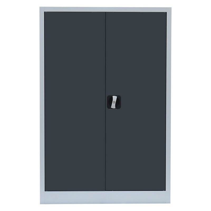 Produktbild Lüllmann Flügeltürenschrank mit 2 Fachböden 1200 x 925 x 422 mm lichtgrau in anthrazit bild 2