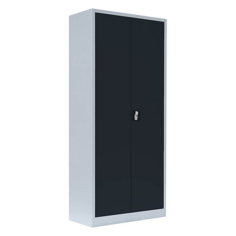 Produktbild Lüllmann Flügeltürenschrank mit 4 Fachböden 1800 x 800 x 383 mm lichtgrau mit anthrazit