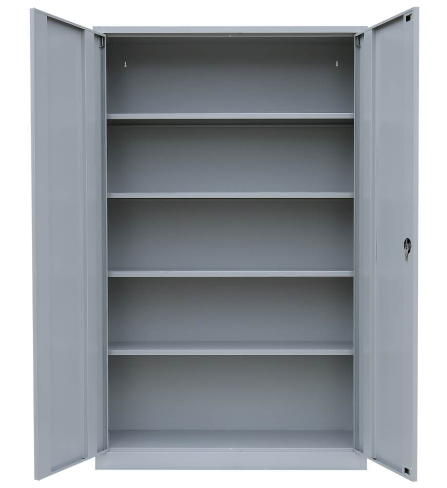 Produktbild Lüllmann Flügeltürenschrank mit 4 Fachböden 1950 x 1200 x 422 mm lichtgrau mit anthrazit bild 3