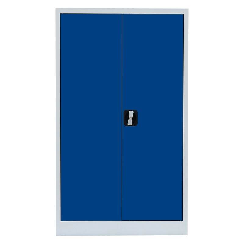Produktbild Lüllmann Flügeltürenschrank mit 2 Fachböden 1200 x 800 x 383 mm lichtgrau mit enzianblau bild 2