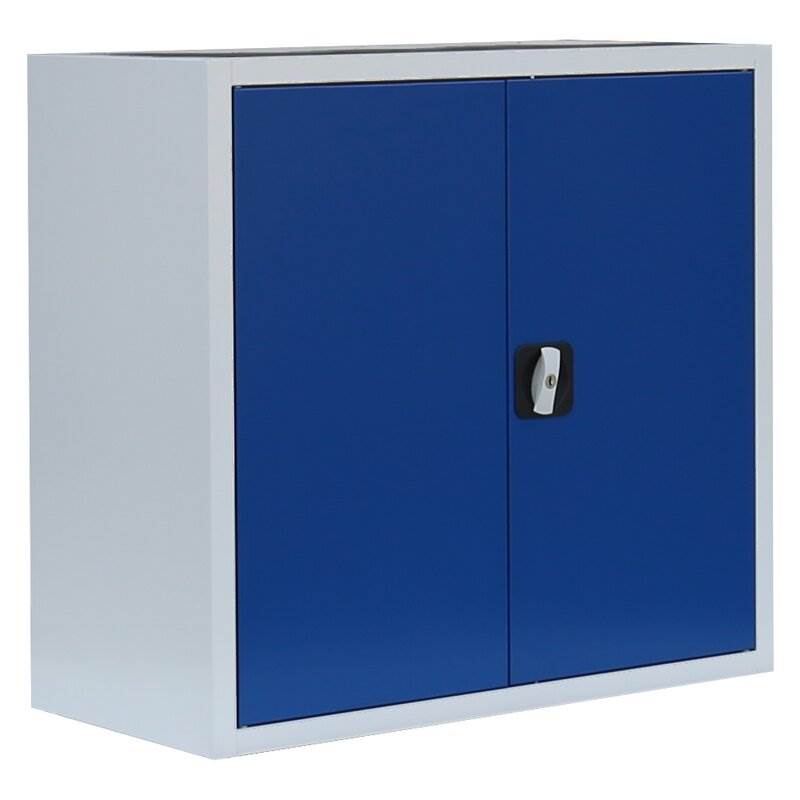 Produktbild Lüllmann Flügeltürenschrank mit 1 Fachboden 750 x 800 x 383 mm lichtgrau mit enzianblau