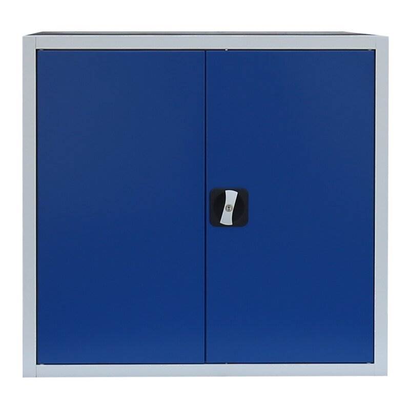 Produktbild Lüllmann Flügeltürenschrank mit 1 Fachboden 750 x 800 x 383 mm lichtgrau mit enzianblau bild 2