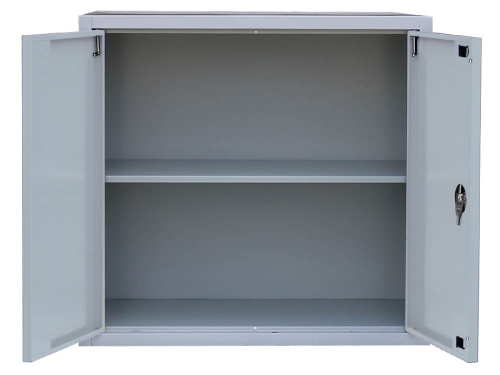 Produktbild Lüllmann Flügeltürenschrank mit 1 Fachboden 750 x 800 x 383 mm lichtgrau mit enzianblau bild 4
