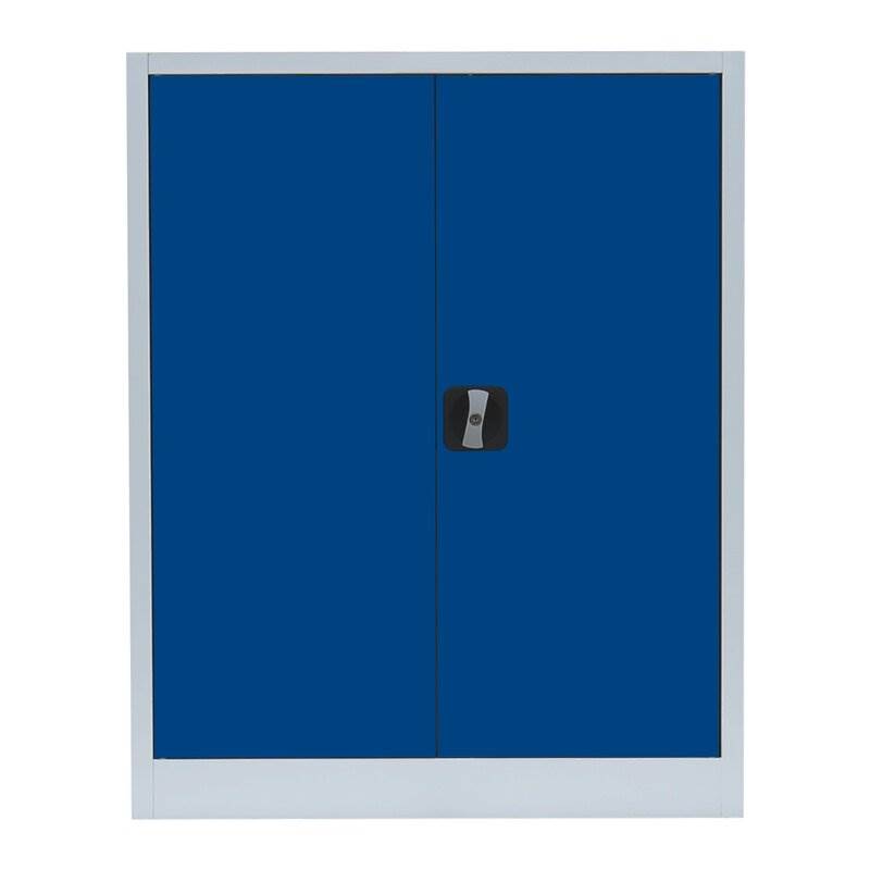 Produktbild Lüllmann Flügeltürenschrank mit 2 Fachböden 1000 x 800 x 383 mm lichtgrau mit enzianblau bild 2