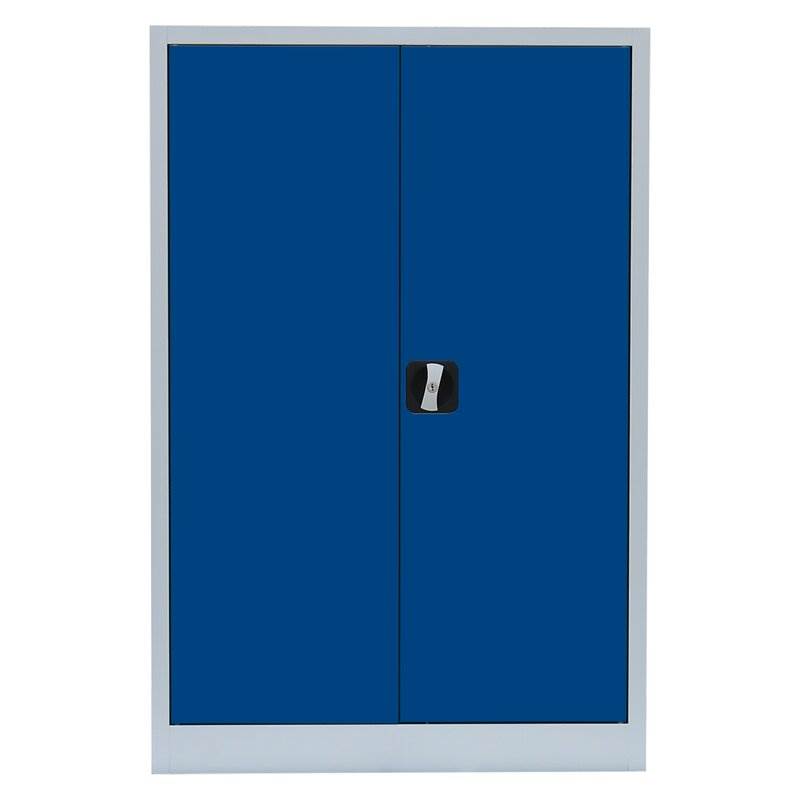 Produktbild Lüllmann Flügeltürenschrank mit 2 Fachböden 1200 x 925 x 422 mm lichtgrau mit enzianblau bild 2