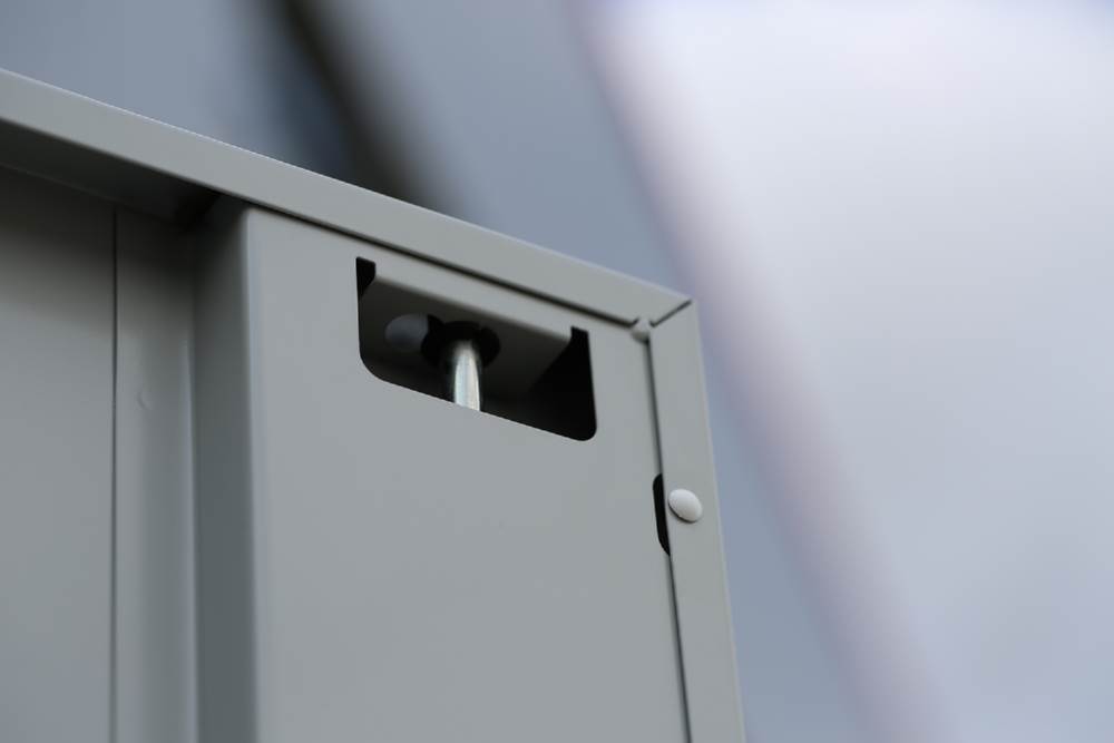 Produktbild Lüllmann Flügeltürenschrank mit 4 Fachböden 1800 x 800 x 383 mm lichtgrau mit enzianblau bild 8