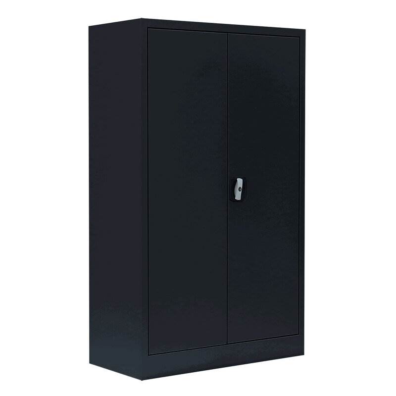 Produktbild Lüllmann Flügeltürenschrank mit 2 Fachböden 1200 x 800 x 383 mm in tiefschwarz