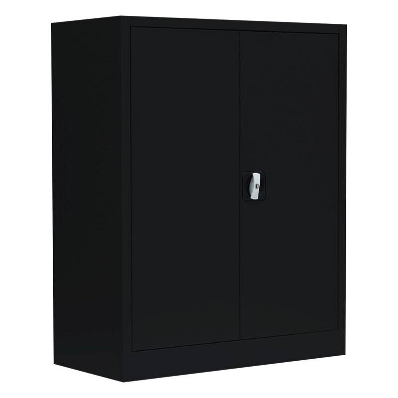 Produktbild Lüllmann Flügeltürenschrank mit 2 Fachnäden 1000 x 800 x 383 mm in tief schwarz bild 1