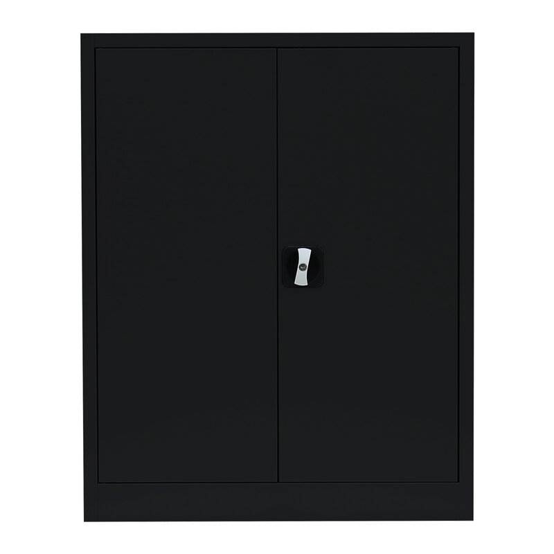 Produktbild Lüllmann Flügeltürenschrank mit 2 Fachnäden 1000 x 800 x 383 mm in tief schwarz bild 2