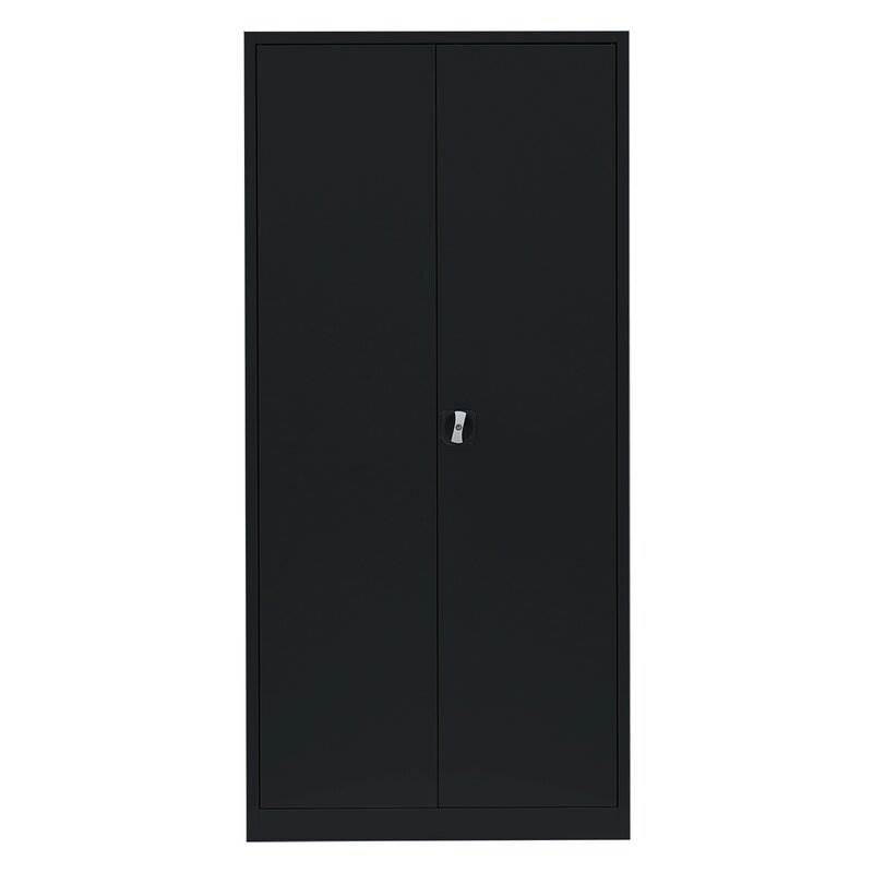 Produktbild Lüllmann Flügeltürenschrank mit 4 Fachböden 1950 x 925 x 422 mm in tief schwarz bild 2