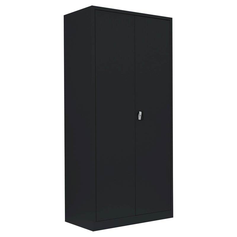 Produktbild Lüllmann Flügeltürenschrank mit 4 Fachböden 1950 x 925 x 422 mm in tief schwarz bild 3