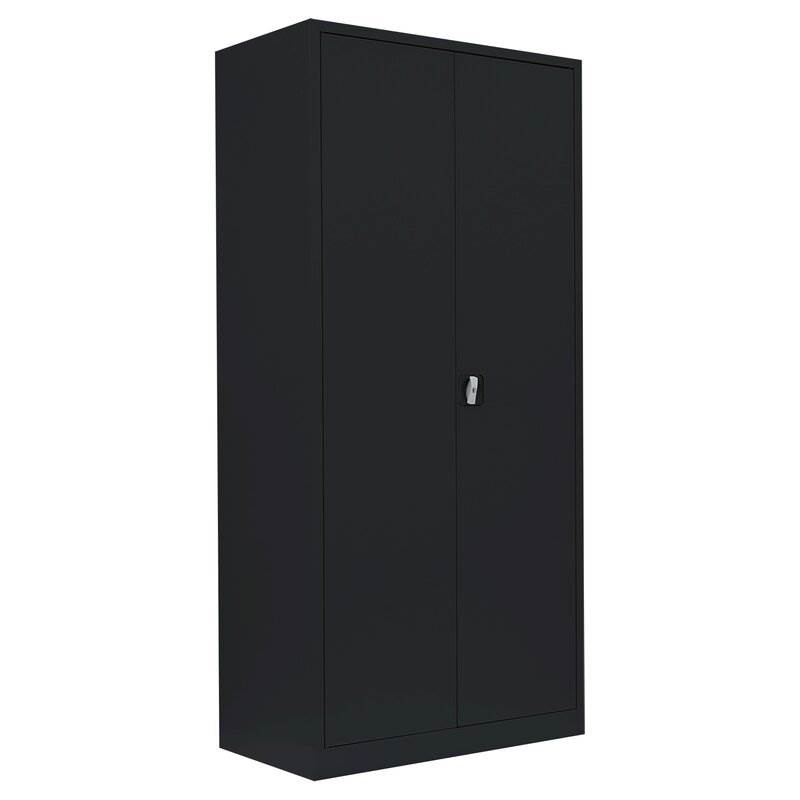 Produktbild Lüllmann Flügeltürenschrank mit 4 Fachböden 1950 x 925 x 500 mm in tief schwarz bild 1