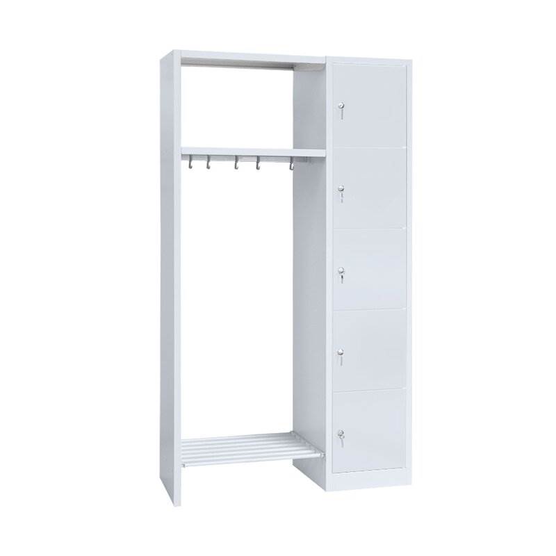 Produktbild Lüllmann Garderobe 1 Abteil rechts 5 Fächer 1800 x 1115 x 500 mm in lichtgrau