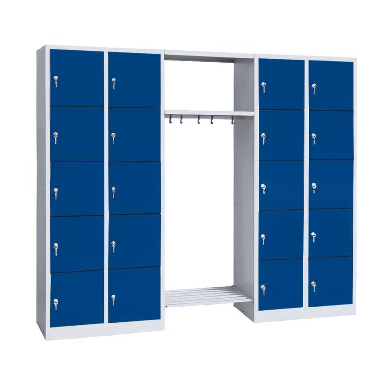 Produktbild Lüllmann Garderobe 2 Abteile links 2 Abteile rechts 5 Fächer 1800 x 2400 x 500 mm