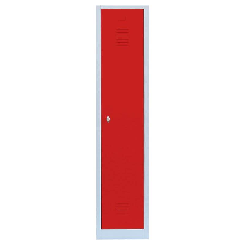 Produktbild Lüllmann Garderobenschrank 1 Abteil 1800 x 415 x 500 mm lichtgrau mit feuerrot