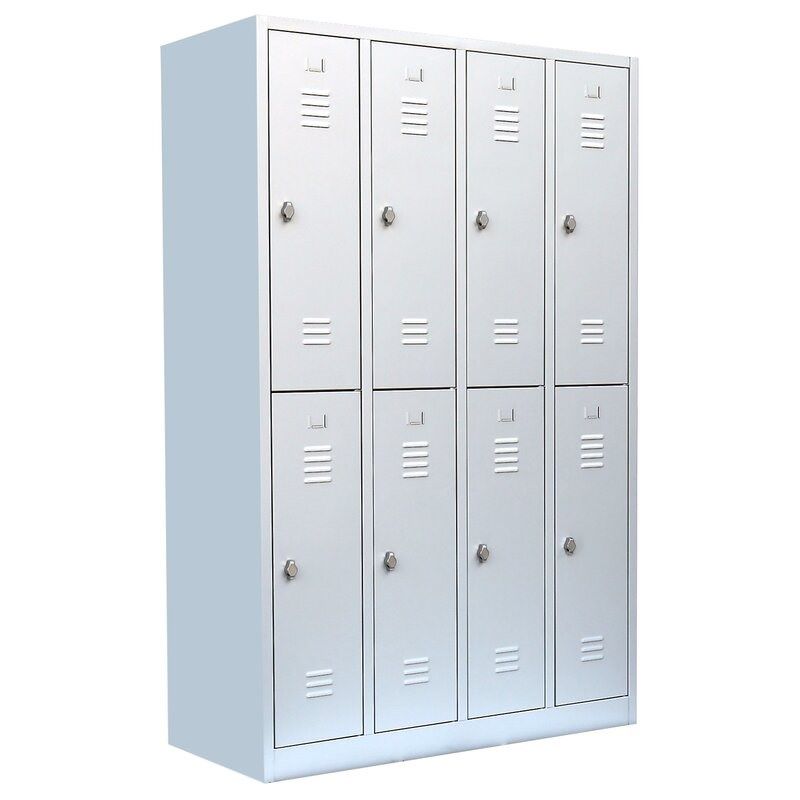 Produktbild Lüllmann XL Garderobenschrank 4 Abteile doppelstöckig 1950 x 1170 x 500 mm lichtgrau bild 2