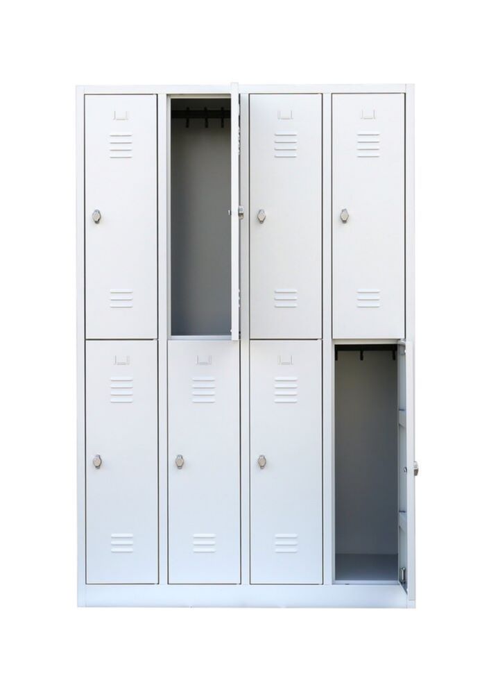 Produktbild Lüllmann XL Garderobenschrank 4 Abteile doppelstöckig 1950 x 1170 x 500 mm lichtgrau bild 10