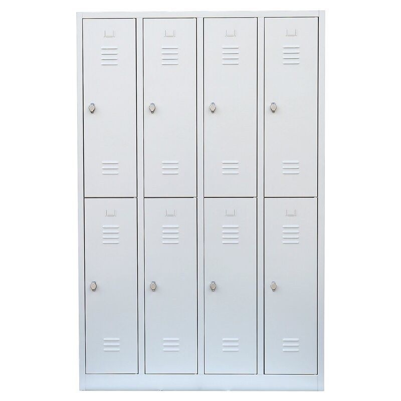 Produktbild Lüllmann XL Garderobenschrank 4 Abteile doppelstöckig 1950 x 1170 x 500 mm lichtgrau