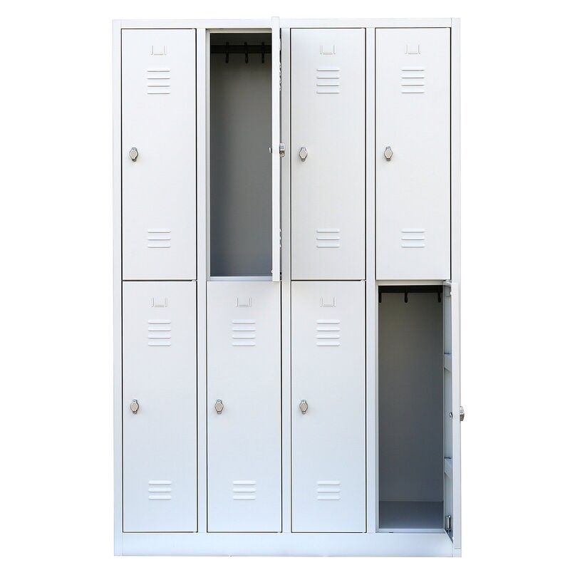 Produktbild Lüllmann XL Garderobenschrank 4 Abteile doppelstöckig 1950 x 1170 x 500 mm lichtgrau bild 3