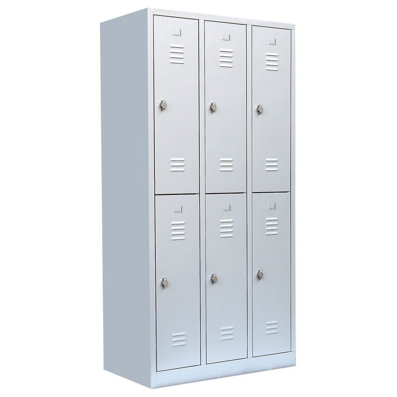 Produktbild Lüllmann XL Garderobenschrank doppelstöckig 1950 x 885 x 500 mm lichtgrau bild 2