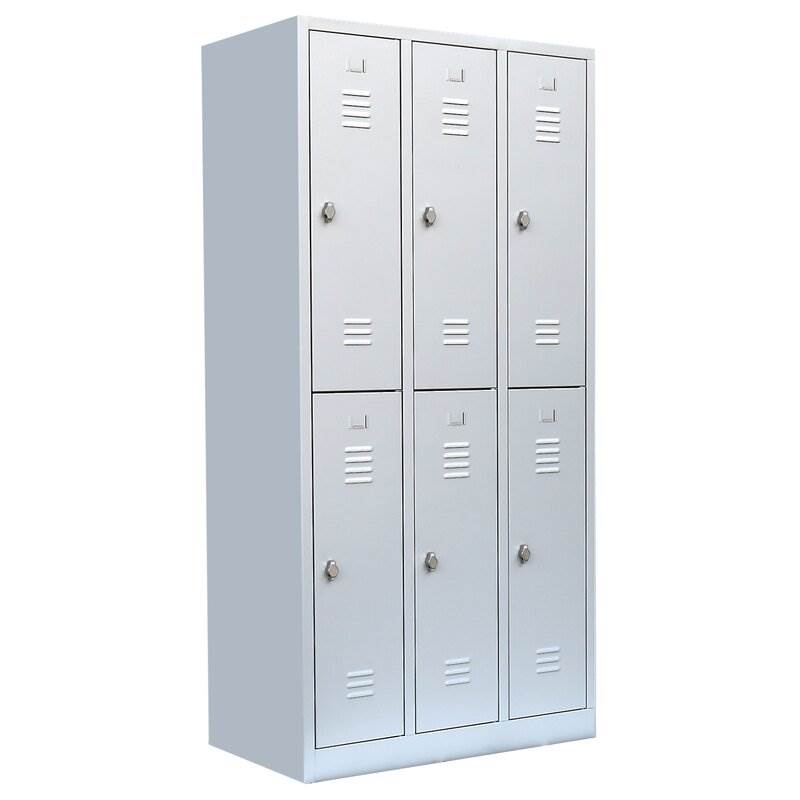 Produktbild Lüllmann Garderobenschrank 3 Abteile doppelstöckig 1800 x 885 x 500 mm lichtgrau