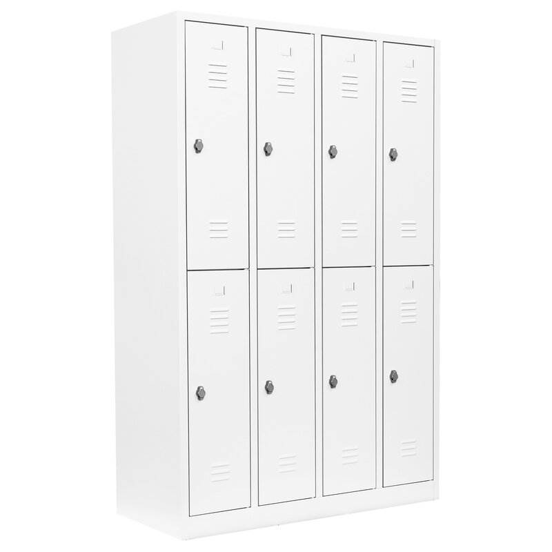 Produktbild Lüllmann Garderobenschrank 4 Abteile doppelstöckig 1800 x 1170 x 500 mm signalweiß bild 1